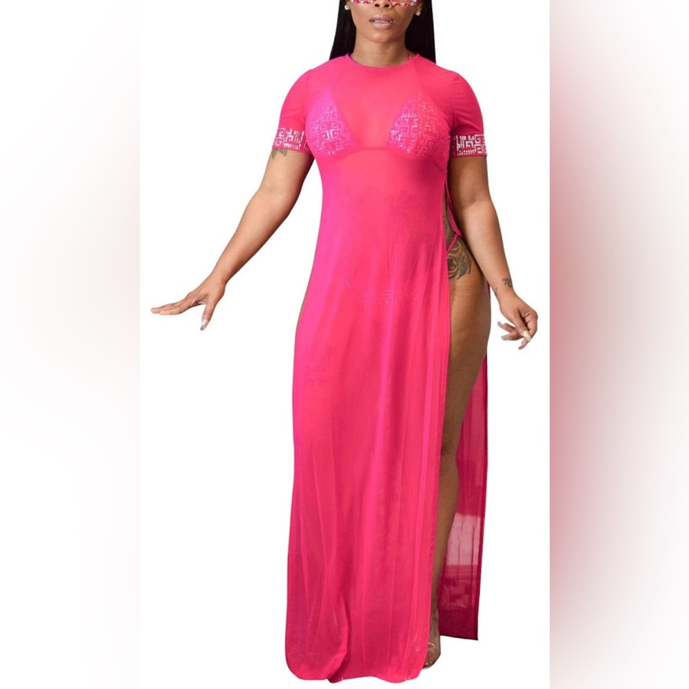 Sexy sheer maxi swimsuit coverup